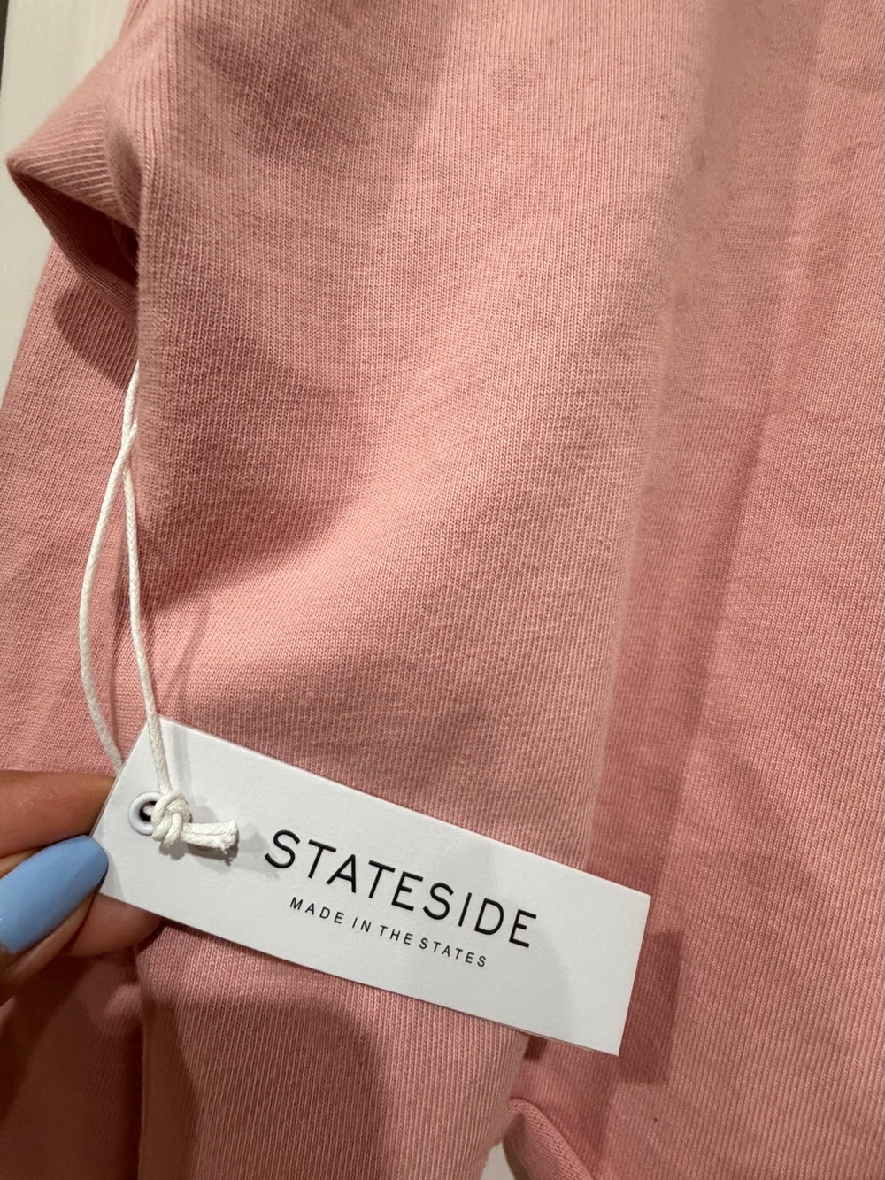 Stateside Dusty Pink Cropped Top with Contrast Collar Accent 100% Cotton - Picture 12 of 15